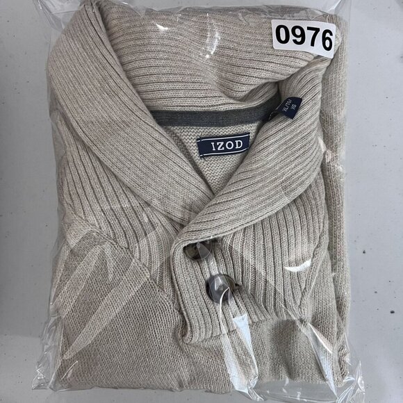 Izod Mens XL Cream Shawl Collar Pullover Sweater Preppy Old Money Minimalist - Picture 16 of 16